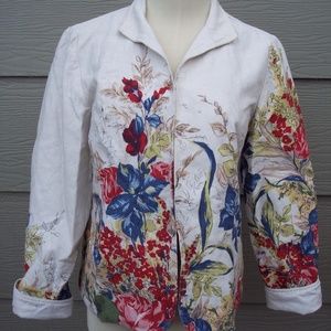 Coldwater Creek Open Jacket Petite Sz 6 P6  Floral